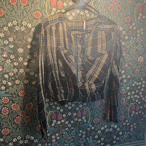 Free People xs plaid blouse shirt